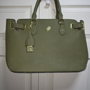 Olive Green Structured Tote Handbag